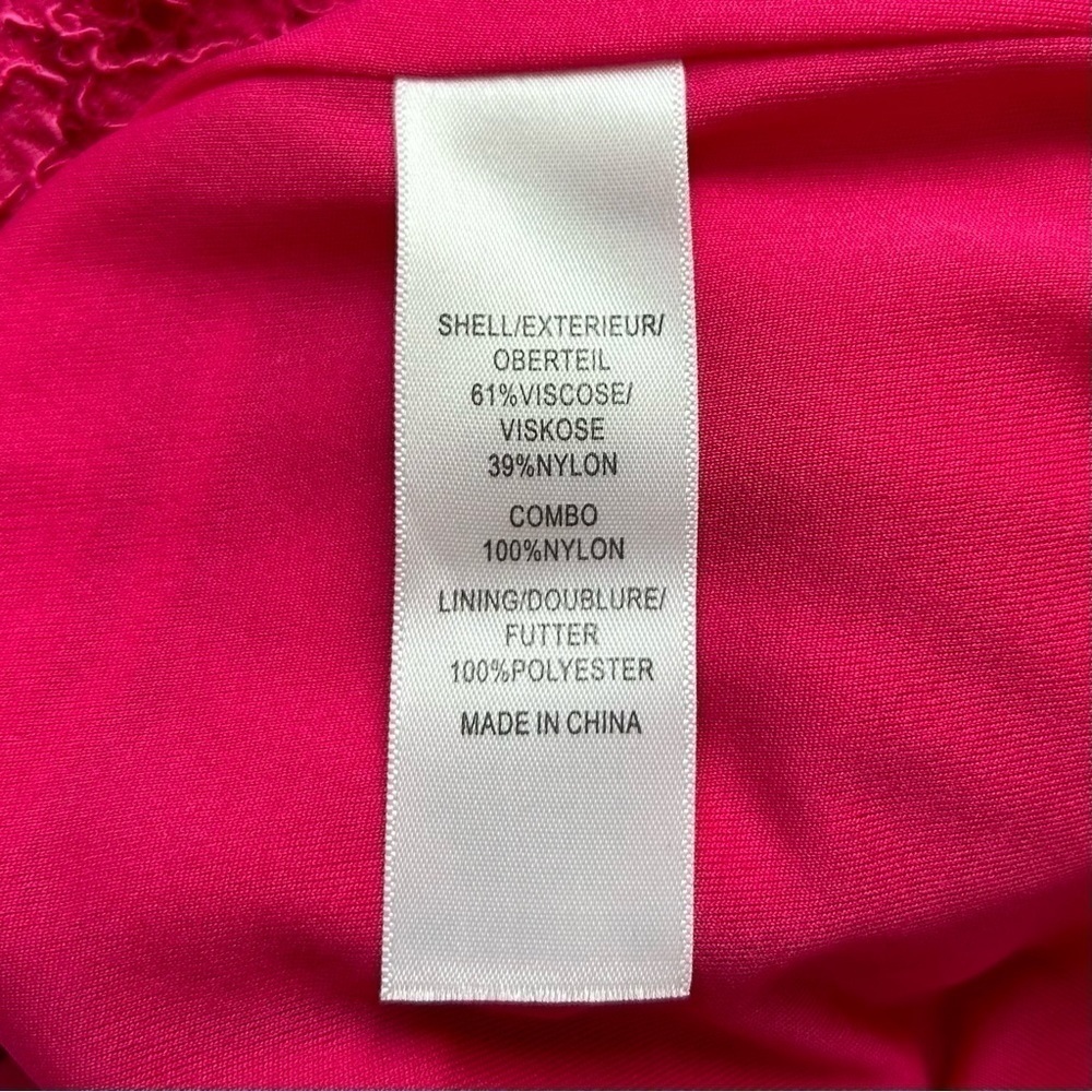 Adrianna Papell Barbie Pink Boat Neck Sleeveless Lace Cocktail Dress Size 2 - Picture 12 of 13